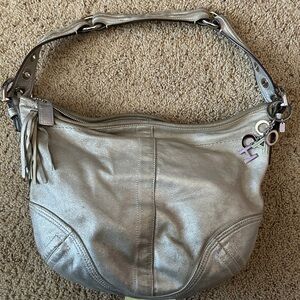 Coach Metallic Silver Hobo Bag